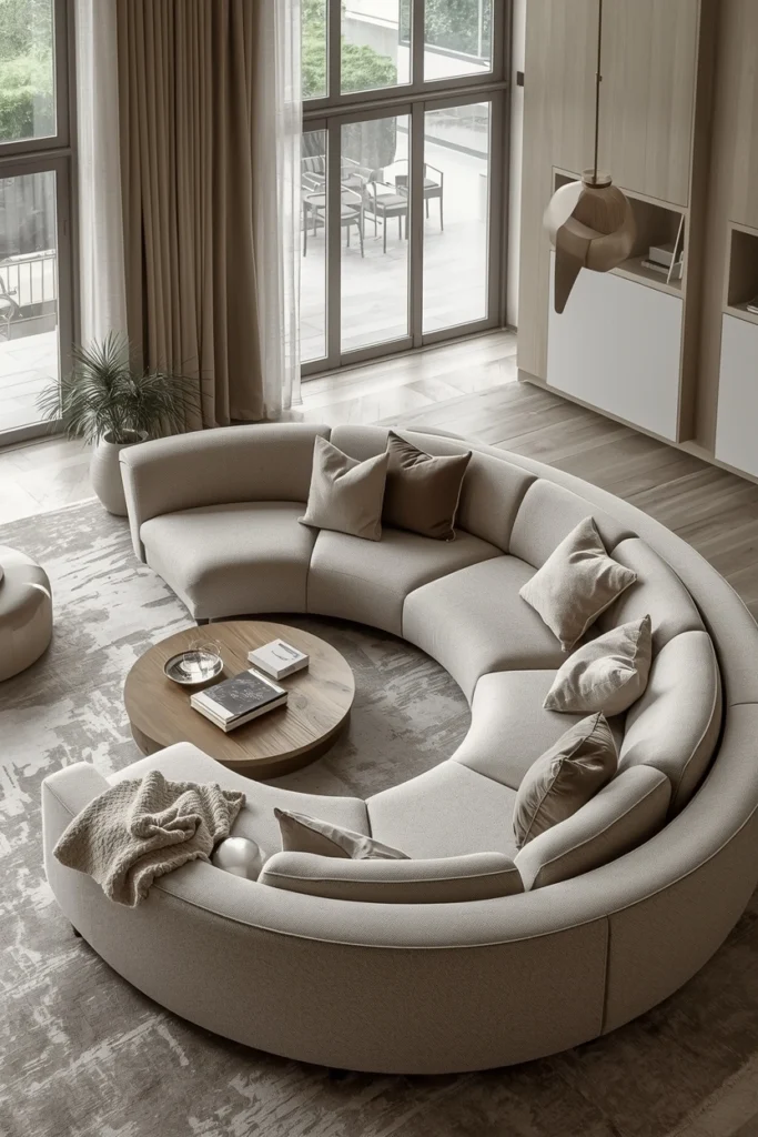 Statement Curved Sofa as the Focal Point
