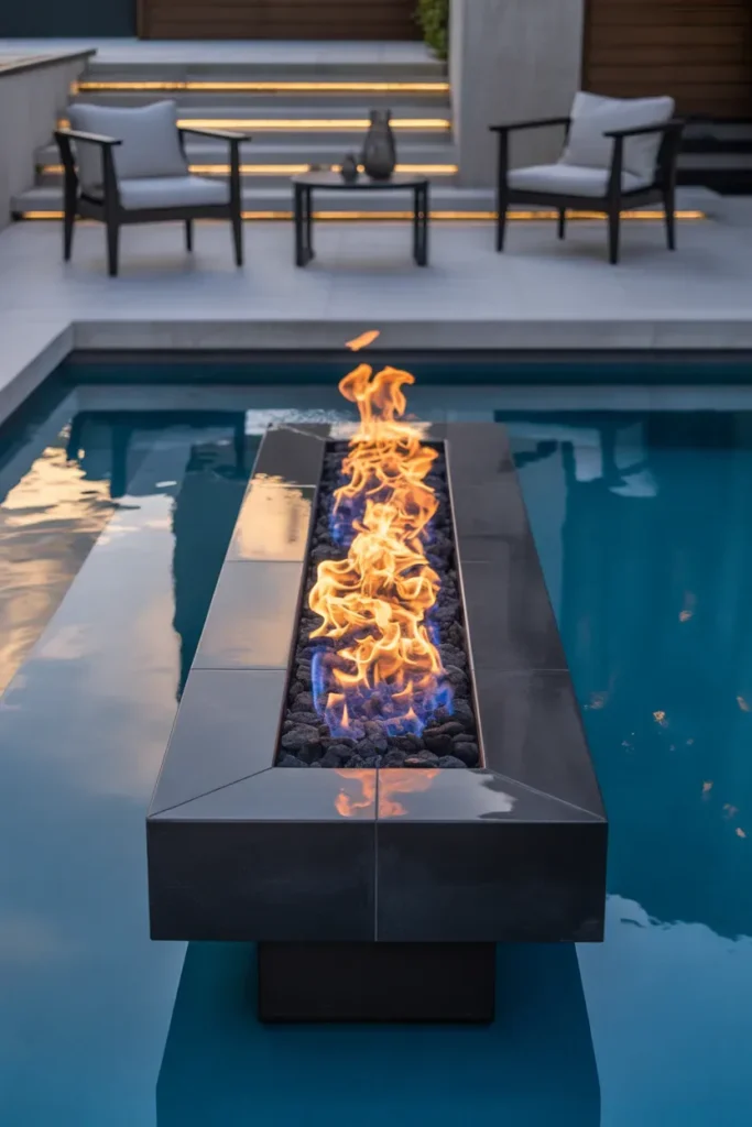 Pool Deck with Fire Pit Feature