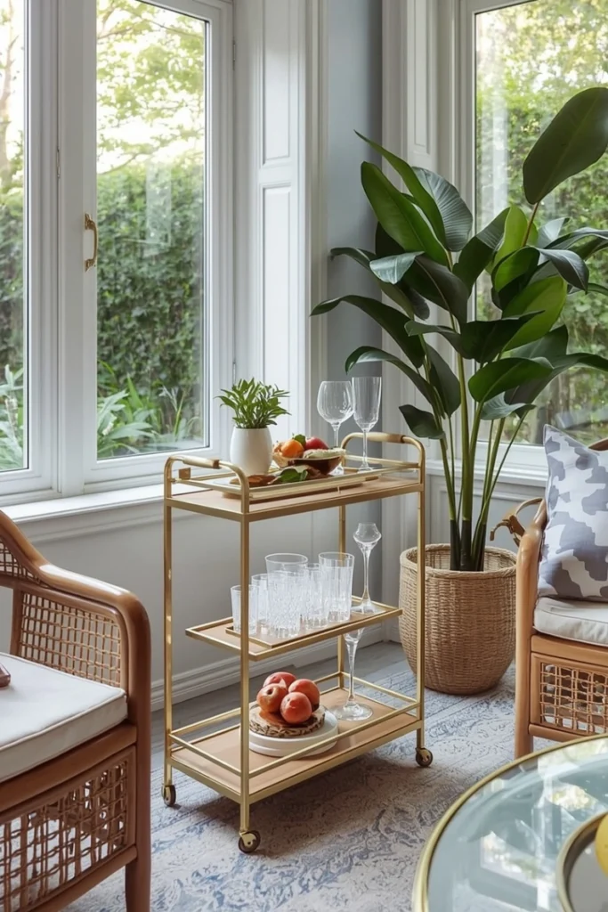 Compact Bar Cart for Entertaining