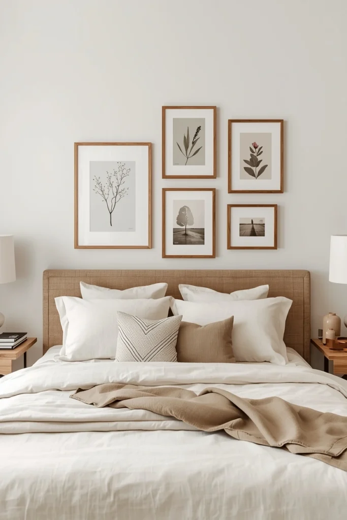 Earthy Gallery Wall With Natural Frames