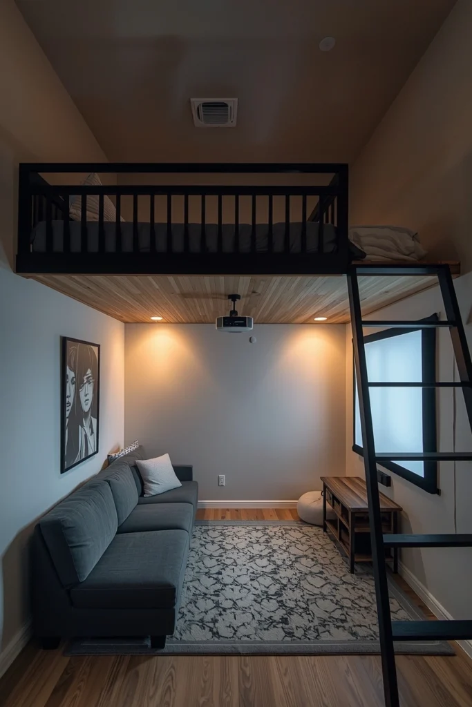 Loft Bed Theater Setup (For Studio Apartments)