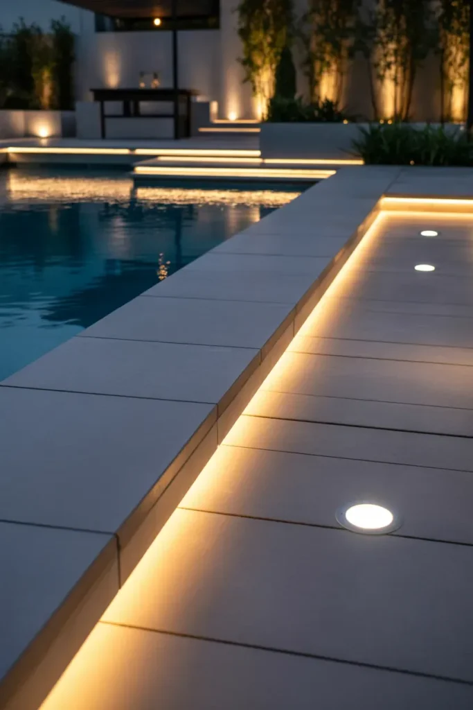 Pool Deck with Integrated Lighting