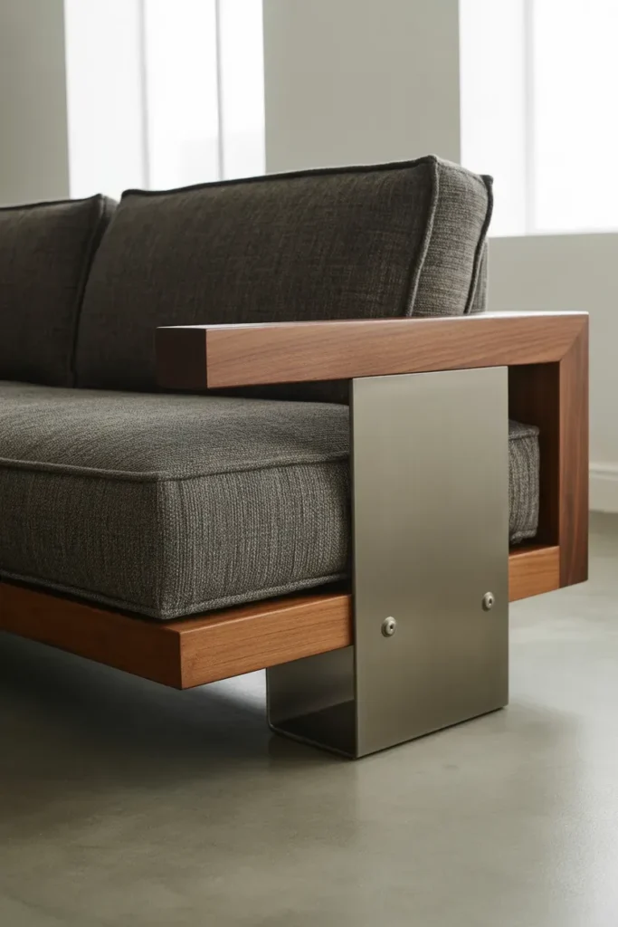 Statement Sofa with Mixed Materials