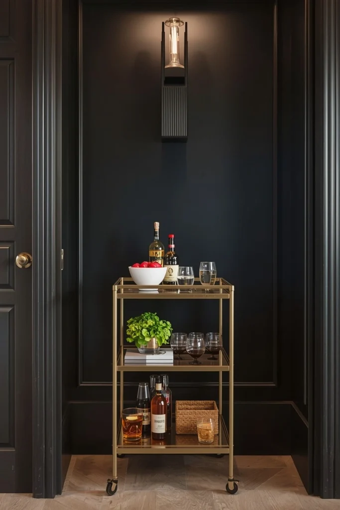 Compact Bar Cart for Movie Nights