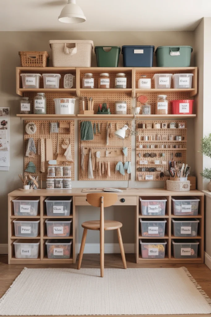 Craft Room With Modular Storage Wall