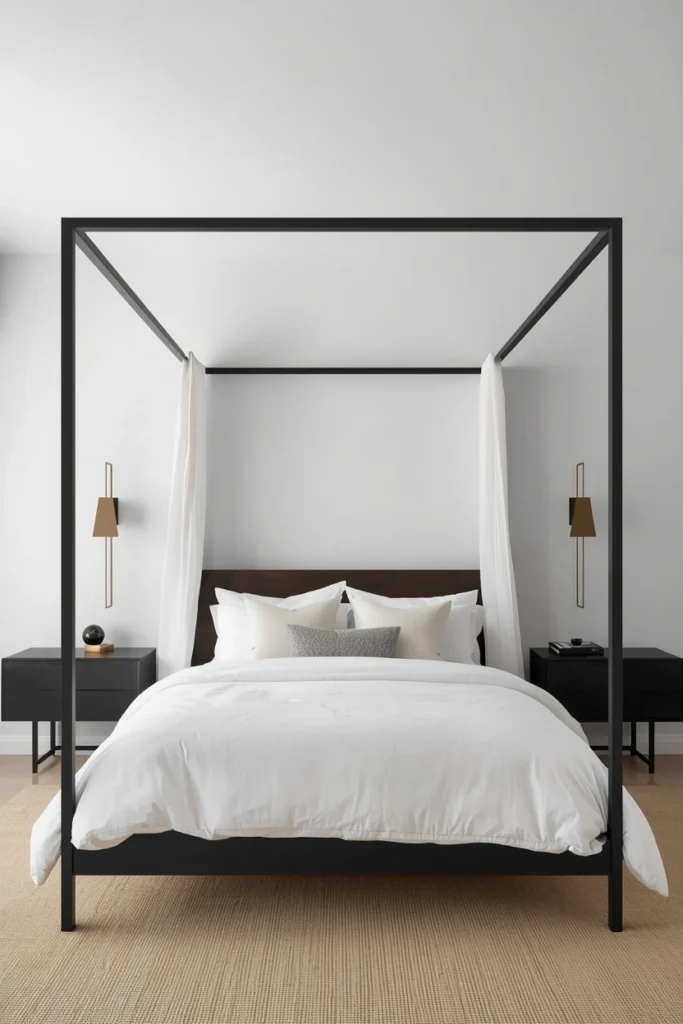 Modern Four-Poster Frame with Minimal Fabric