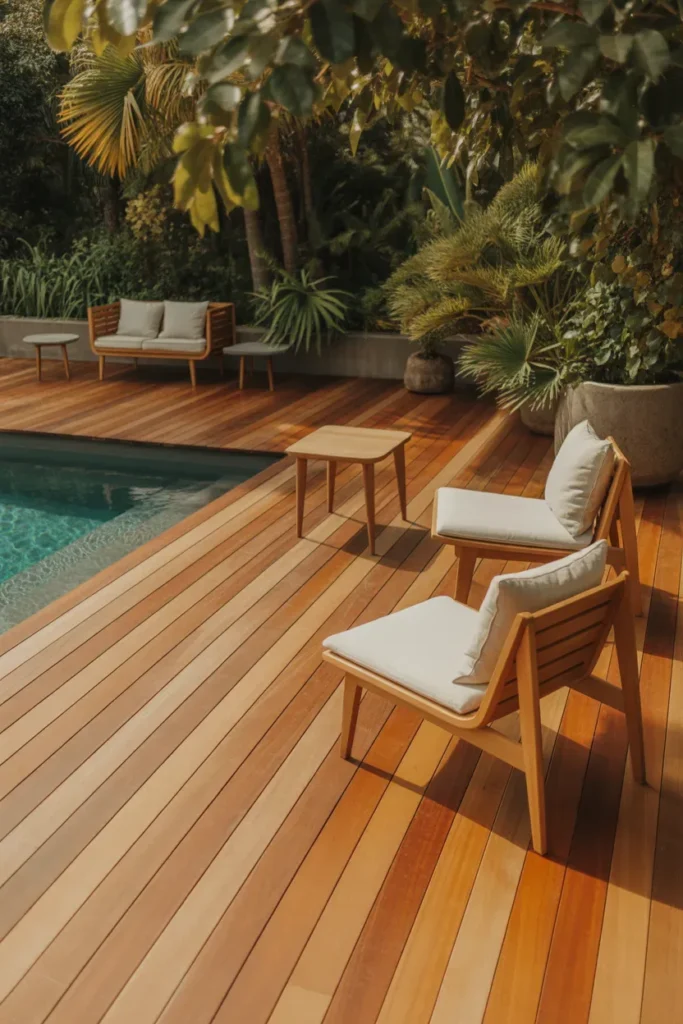 Natural Wood Deck with Organic Flow