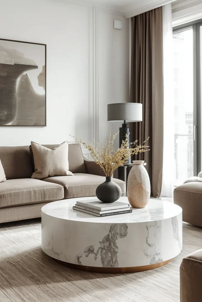 Rounded Coffee Table for Subtle Elegance