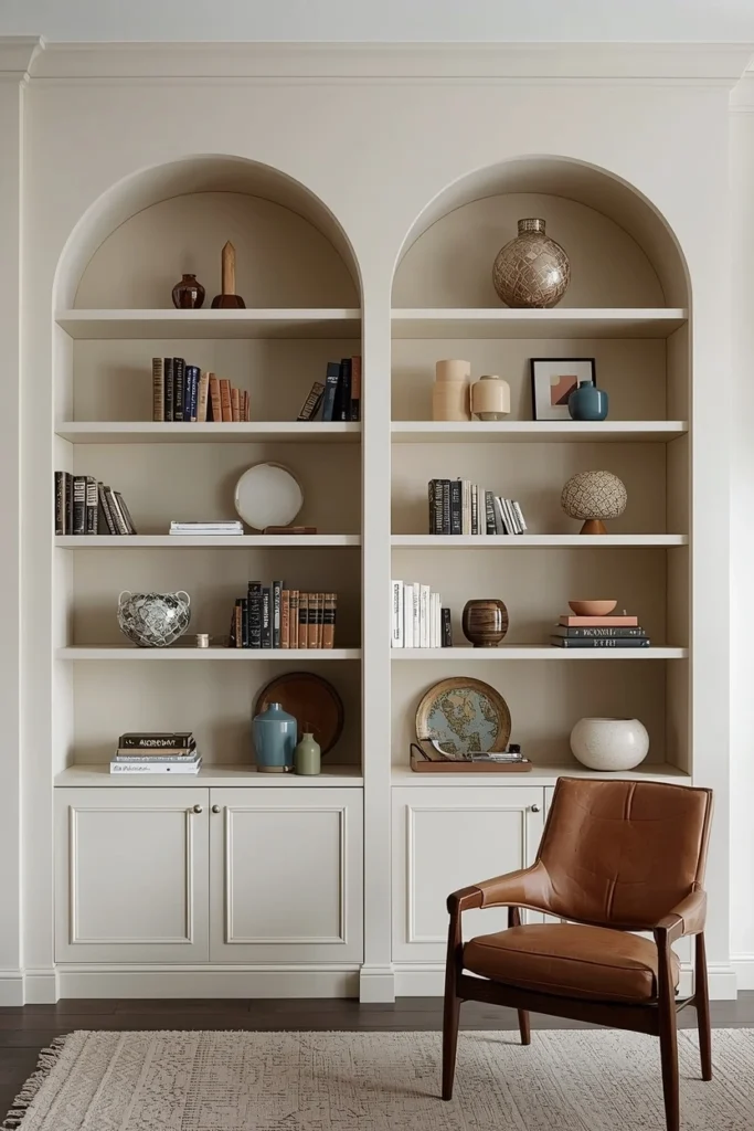 Arched Built-In Shelving Units