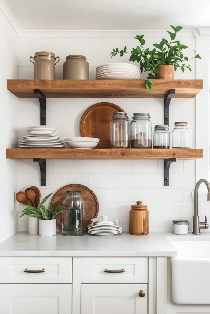 Modern Farmhouse Kitchen With Open Shelving