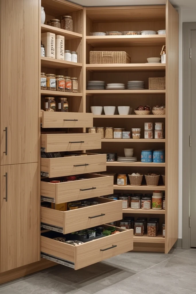 Pull-Out Pantry Drawers for Easy Access