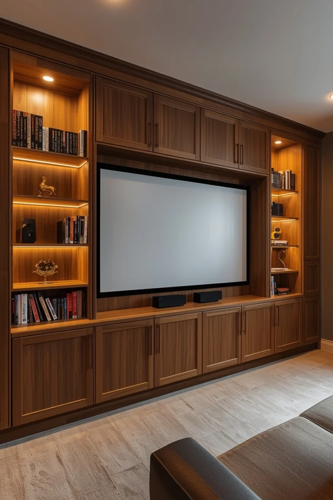 Built-In Media Wall with Hidden Storage