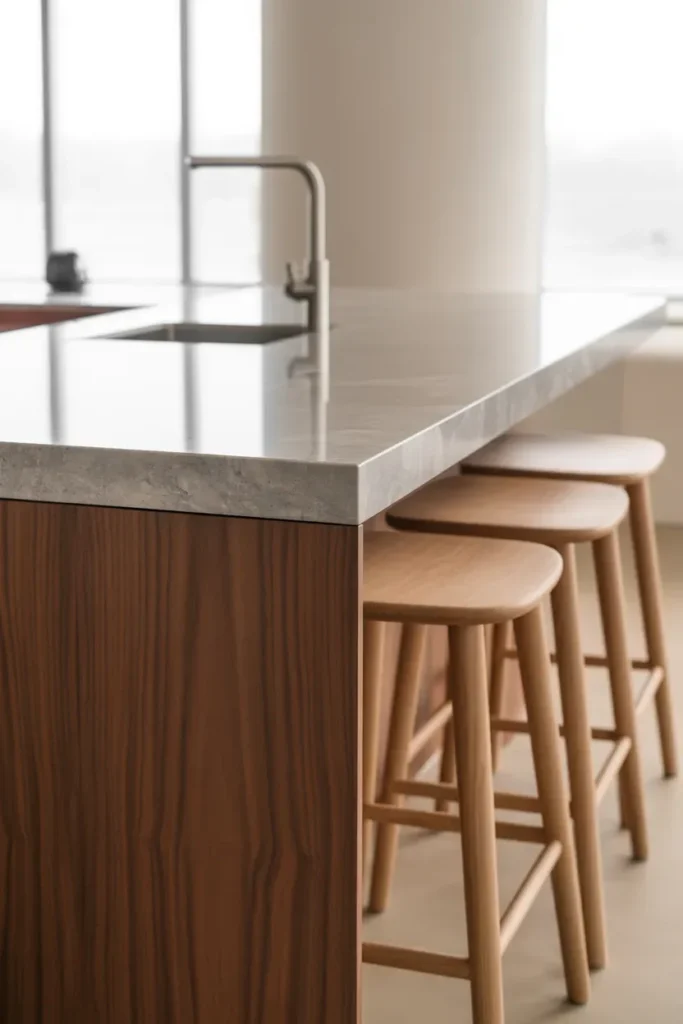 Wood and Stone Kitchen Island