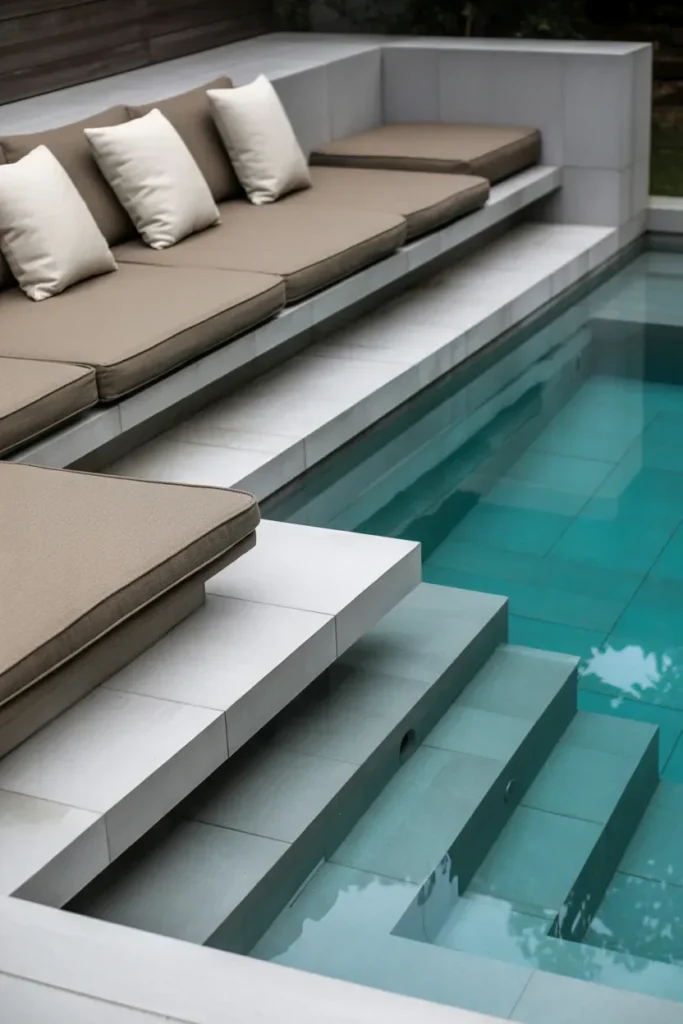 Pool Deck with Built-In Seating