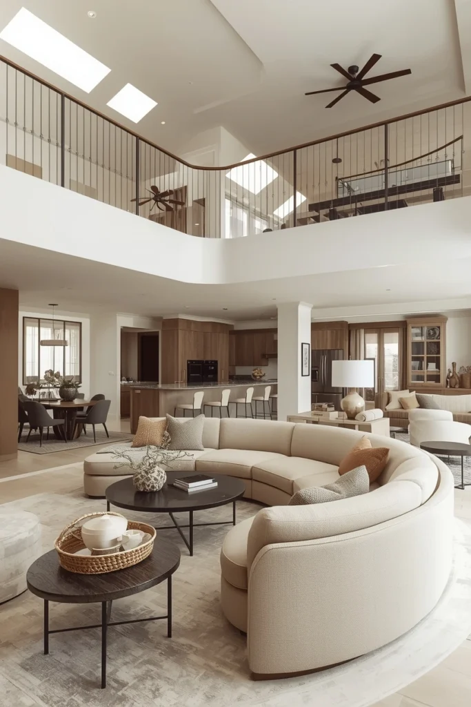 Sculptural Curved Sectional for Open Layouts