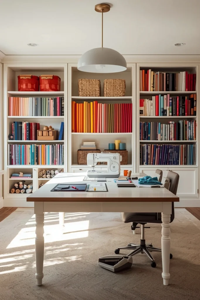 Sewing Room With Central Cutting Table