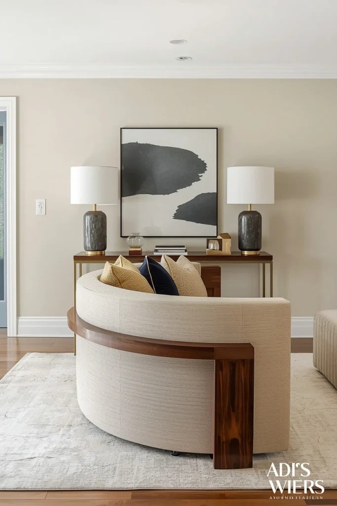 Curved Console Table Behind the Sofa