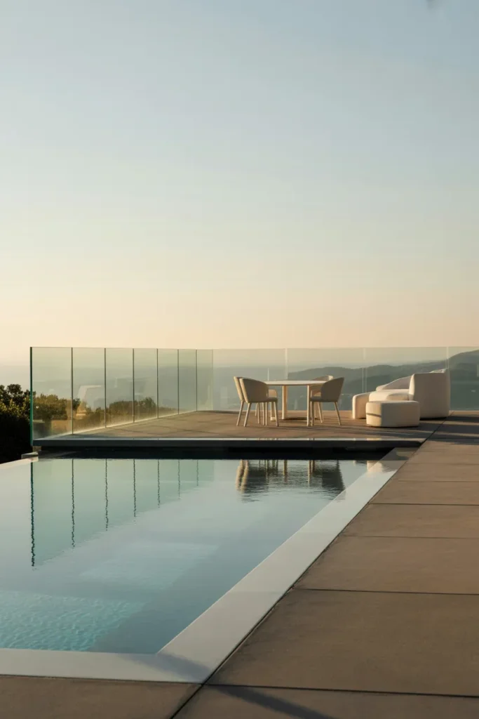 Modern Pool Deck with Glass Railings