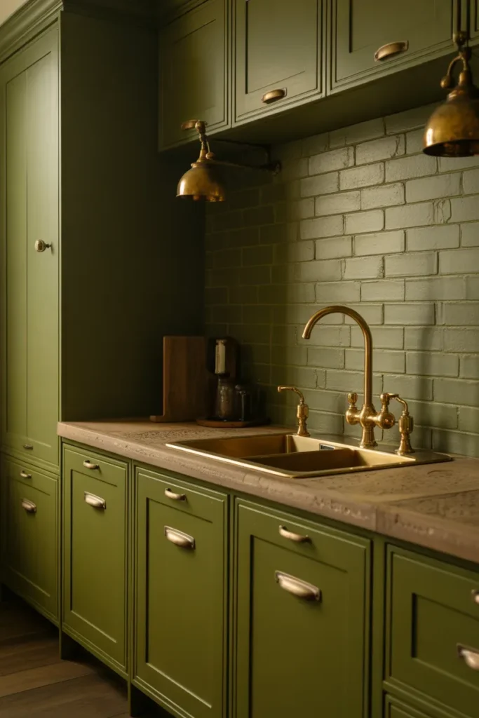 Olive Green and Aged Brass