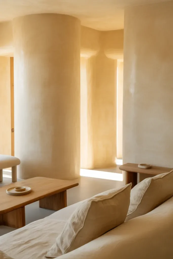 Neutral Beige Limewash Walls