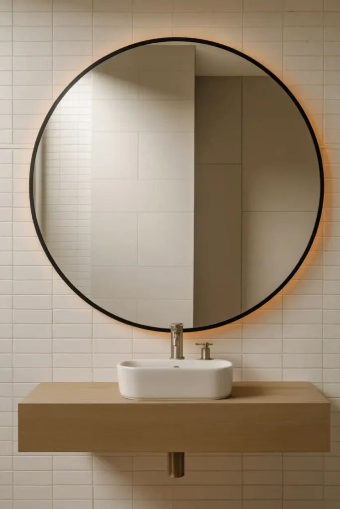 Oversized Round Mirror for Soft Geometry