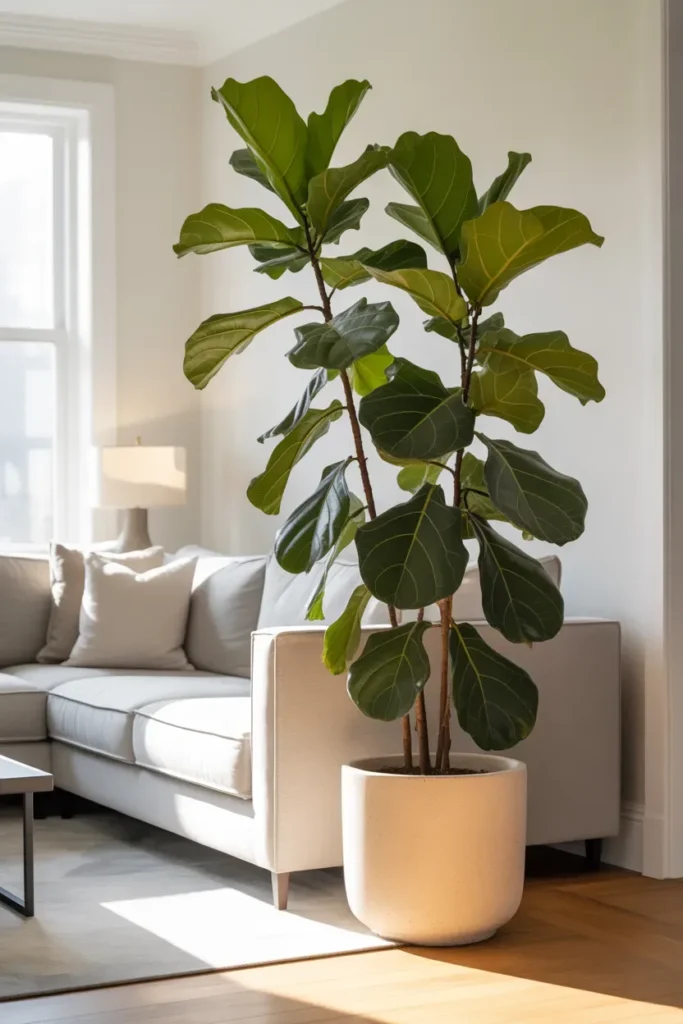 Statement Fiddle Leaf Fig in Living Room