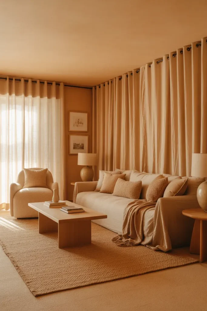 Warm Beige Living Room Drenching