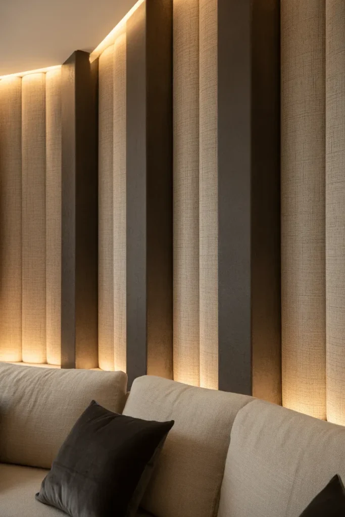 Linen Wall Panels with Velvet Accents