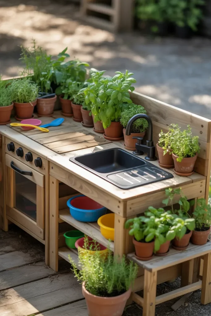 Mud Kitchen with Mini Herb Garden