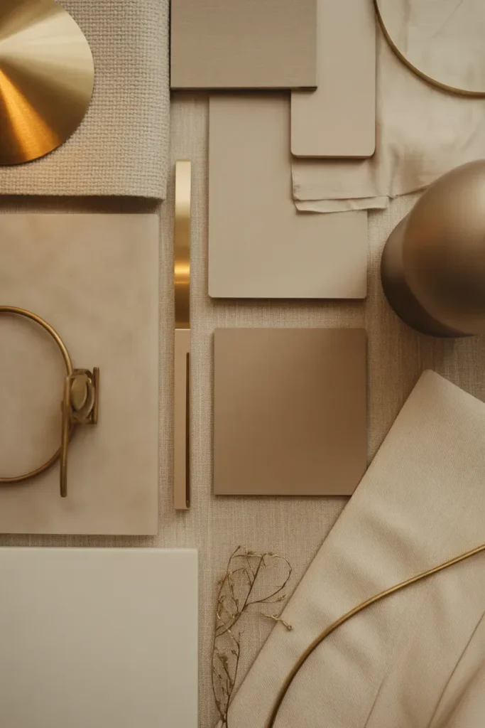 Neutral Mood Board with Metallic Accents