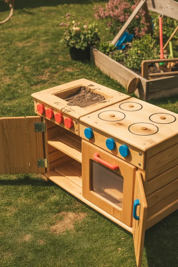 Mud Kitchen with Oven and Stove Details