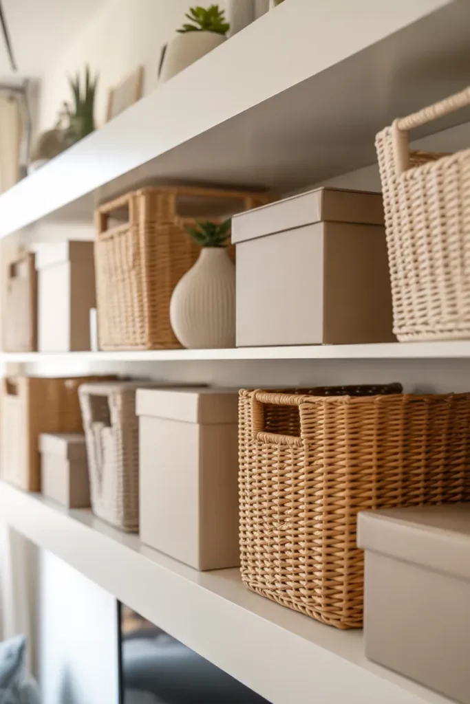 Using Baskets and Boxes for Hidden Storage