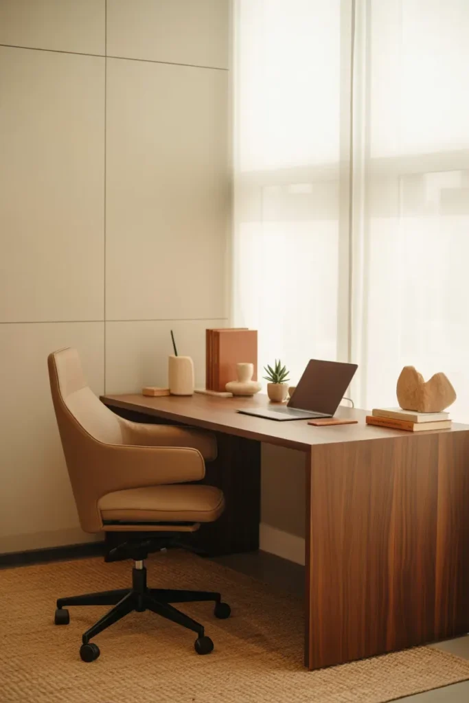 Earth Tone Home Office Setup