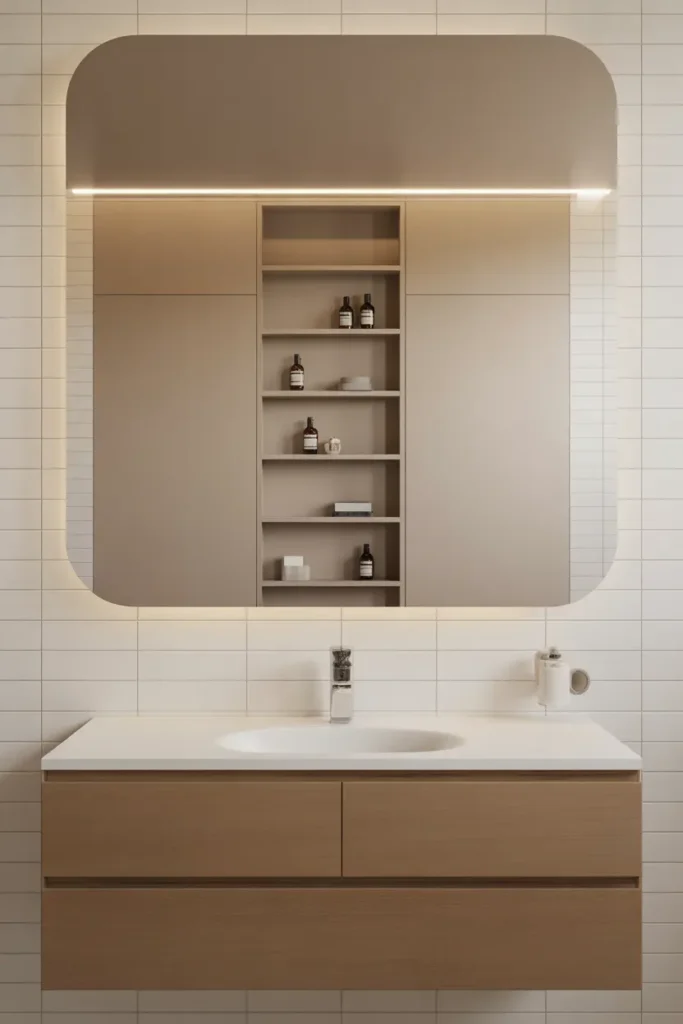 Mirror with Built-in Storage for Functionality