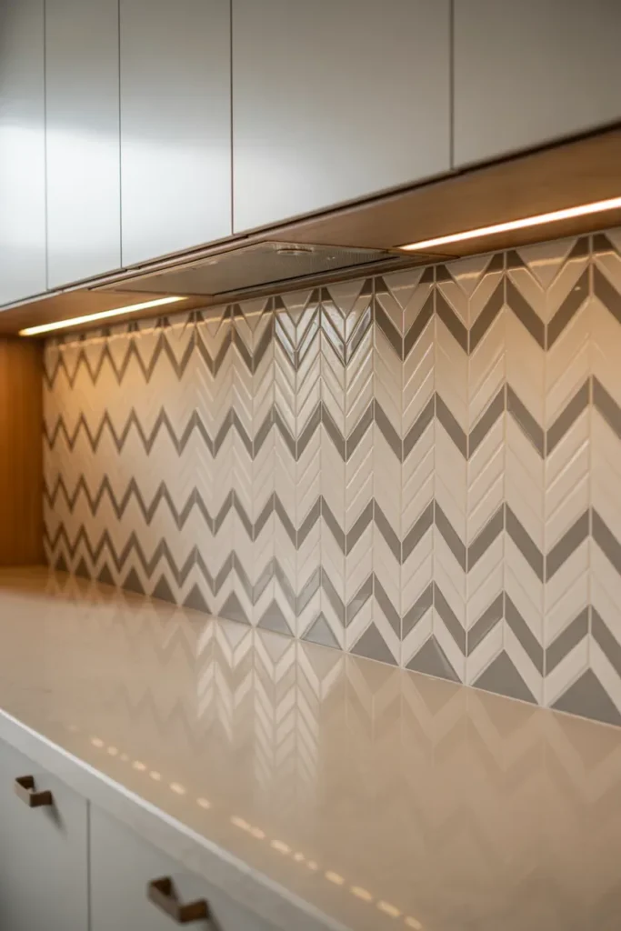Chevron Pattern Backsplash