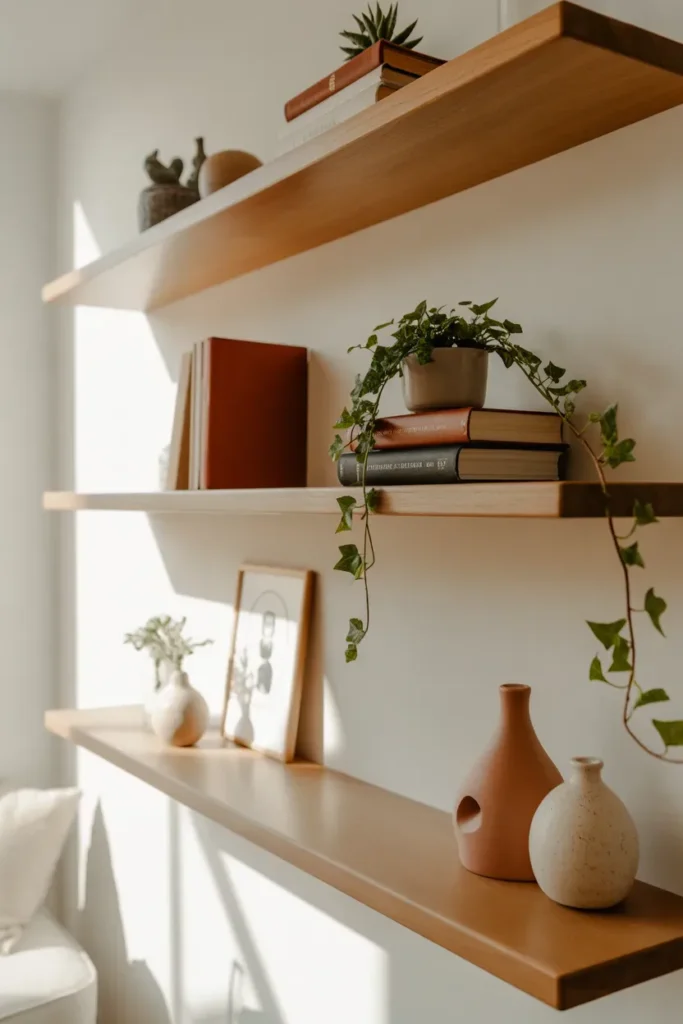 Floating Wooden Shelves for Functional Elegance