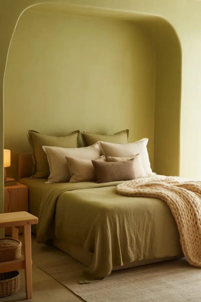 Olive Green Calm Bedroom