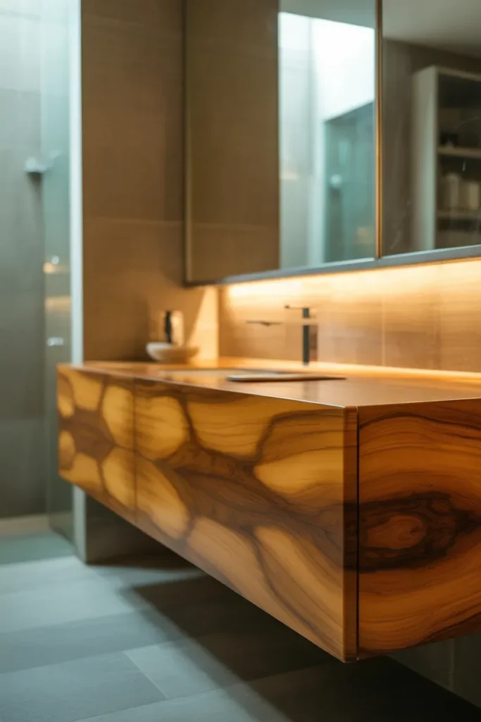 Wooden Floating Vanity for Warmth