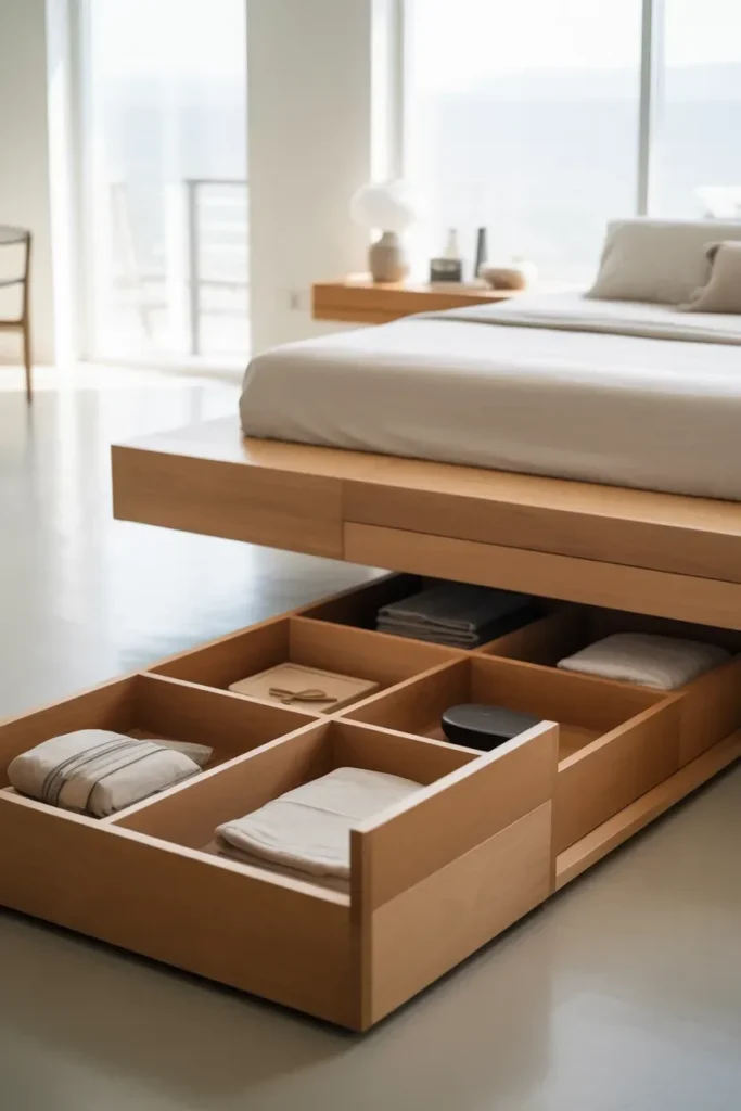 Floating Bed with Under Storage