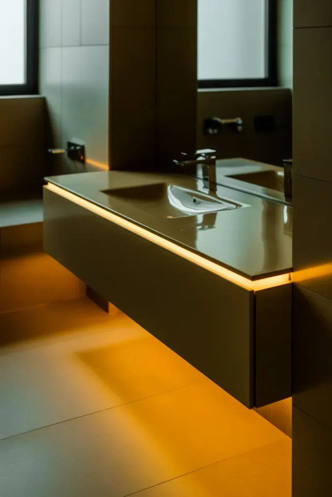 Floating Vanity with Under-Glow Lighting