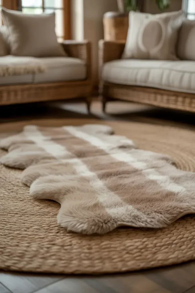 Layered Jute and Wool Rugs