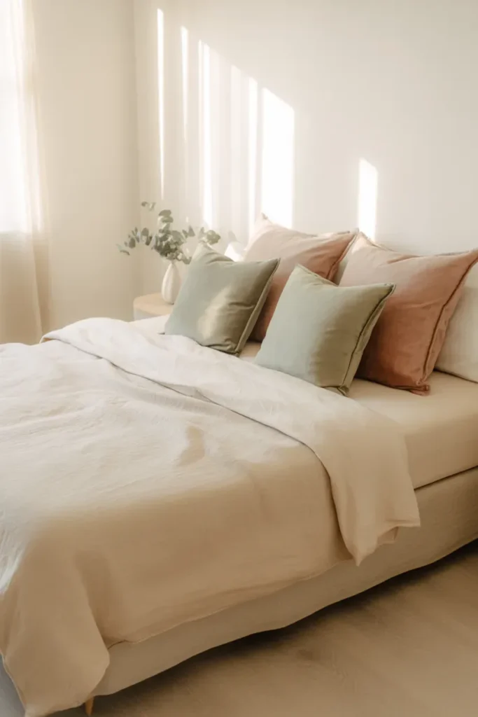 Linen Bedding with Velvet Pillows