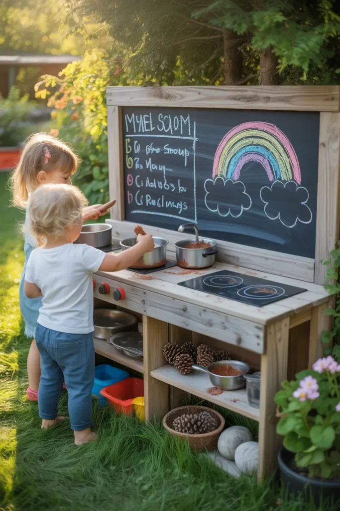 Mud Kitchen with Chalkboard Back