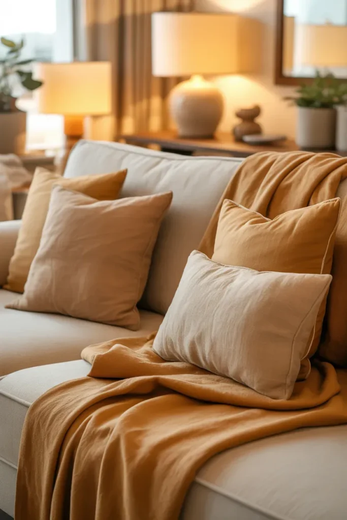 Add Soft Clay and Sand-Colored Textiles