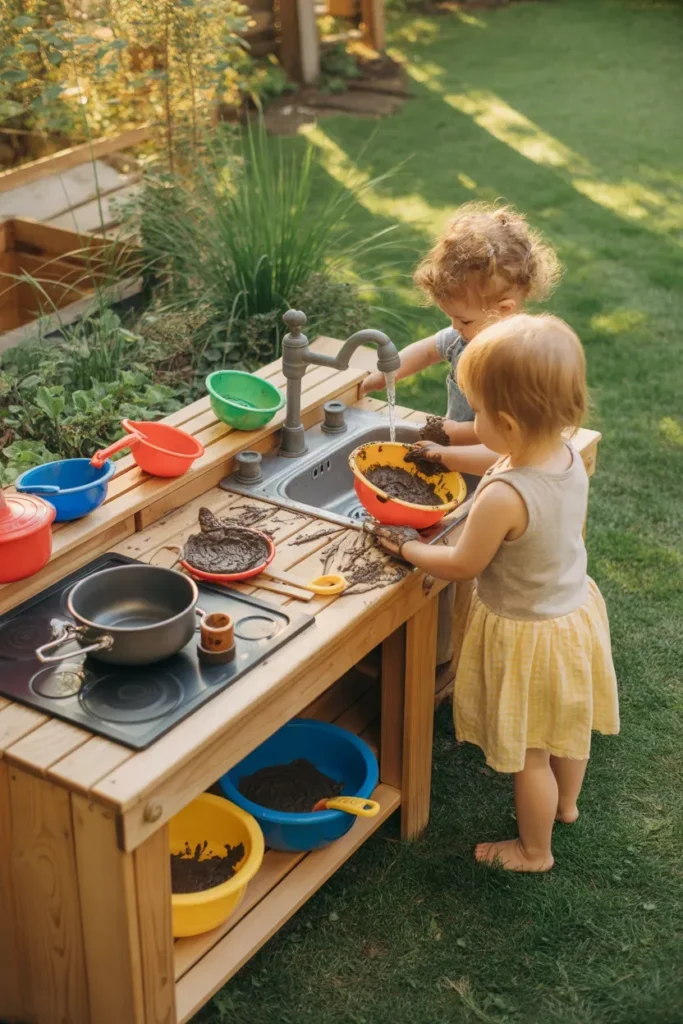 Outdoor Mud Kitchen with Sink and Water Tap