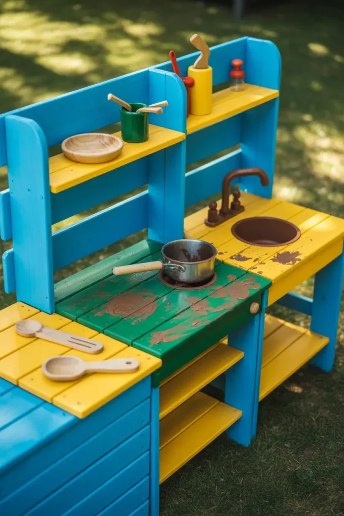 Colorful Painted Mud Kitchen