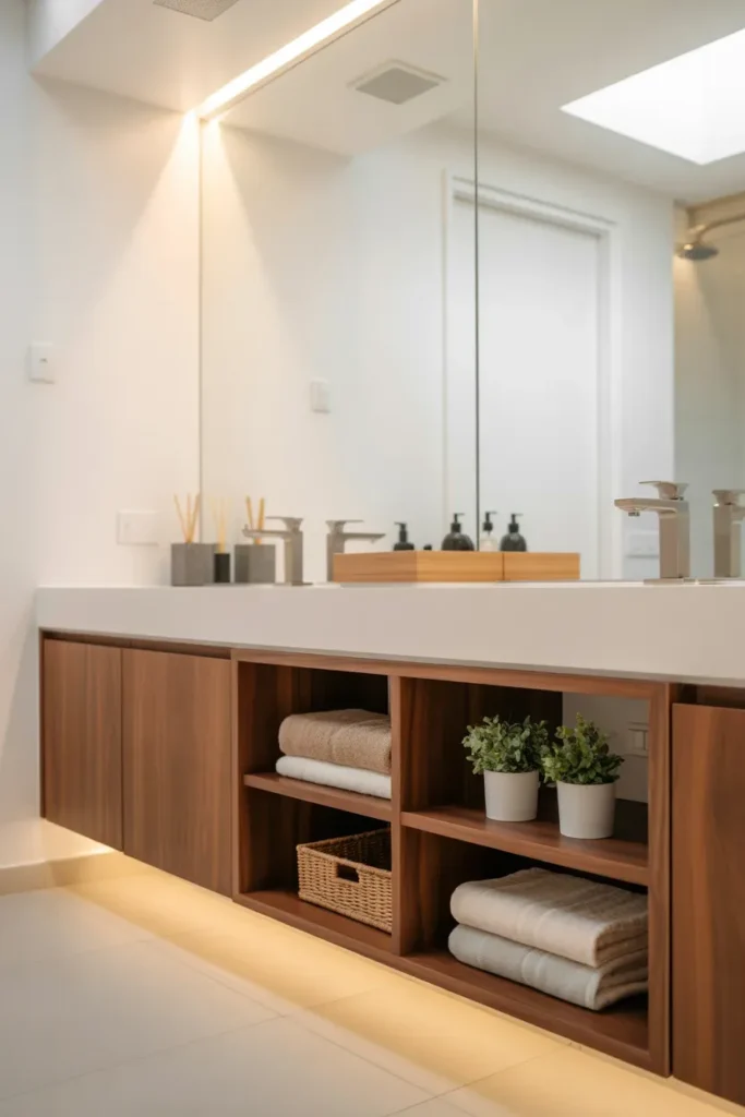 Floating Vanity with Open Shelving