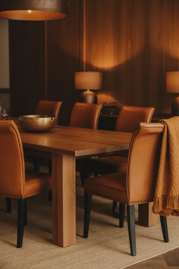 Layered Brown Tones in Dining Room