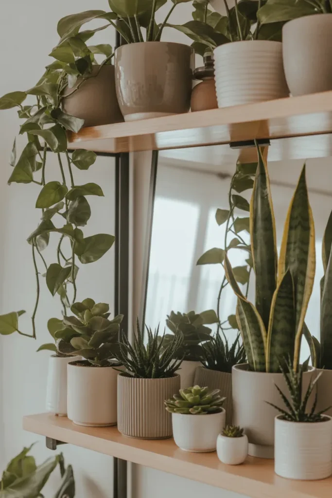 Layered Plant Shelf Styling