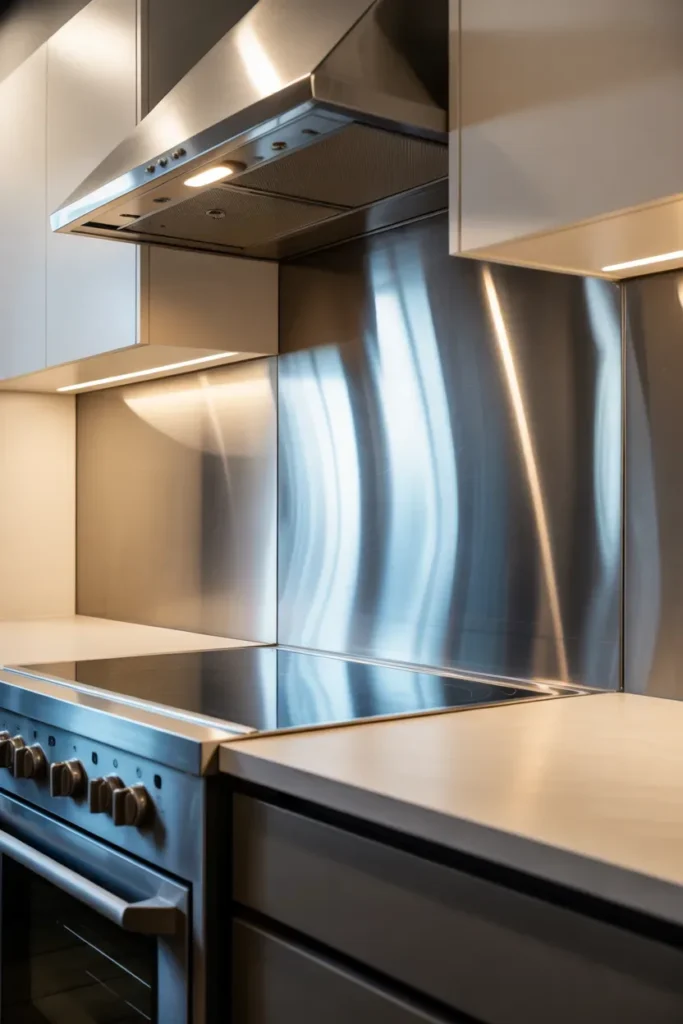 Metallic Finish Backsplash